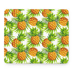 White Tropical Pineapple Pattern Print Mouse Pad