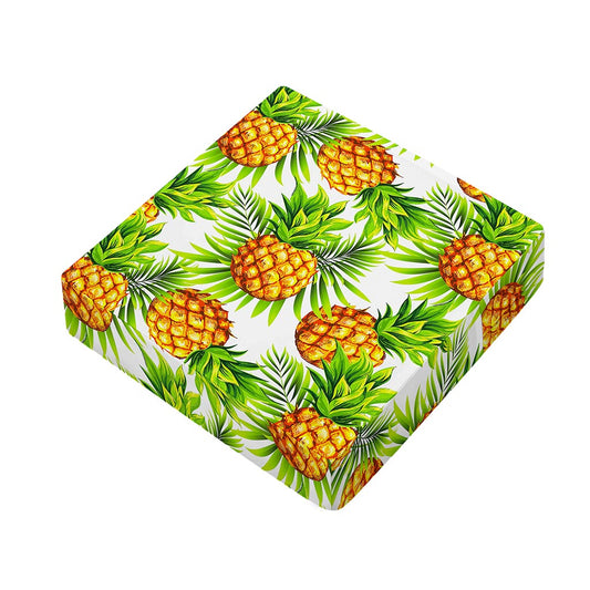 White Tropical Pineapple Pattern Print Outdoor Seat Cushion Cover
