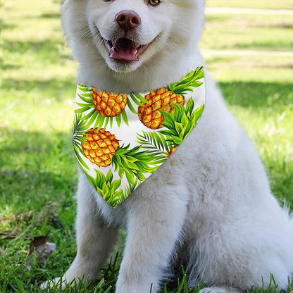 White Tropical Pineapple Pattern Print Over The Collar Dog Bandana
