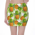 White Tropical Pineapple Pattern Print Pencil Mini Skirt