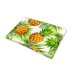 White Tropical Pineapple Pattern Print Pet Cooling Mat Cover