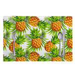 White Tropical Pineapple Pattern Print Placemat
