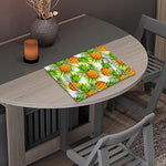 White Tropical Pineapple Pattern Print Placemat