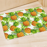 White Tropical Pineapple Pattern Print Polyester Doormat