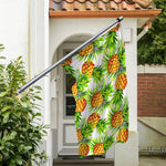 White Tropical Pineapple Pattern Print Polyester Flag