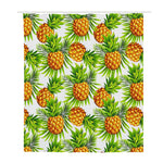 White Tropical Pineapple Pattern Print Polyester Shower Curtain
