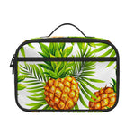 White Tropical Pineapple Pattern Print Portable Lunch Bag