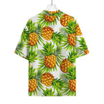 White Tropical Pineapple Pattern Print Rayon Hawaiian Shirt