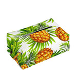 White Tropical Pineapple Pattern Print Rectangle Tissue Box Cover