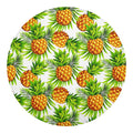 White Tropical Pineapple Pattern Print Round Blanket