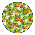 White Tropical Pineapple Pattern Print Round Floor Mat