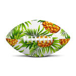 White Tropical Pineapple Pattern Print Rugby Ball