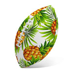 White Tropical Pineapple Pattern Print Rugby Ball