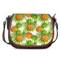 White Tropical Pineapple Pattern Print Saddle Bag