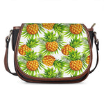 White Tropical Pineapple Pattern Print Saddle Bag