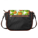 White Tropical Pineapple Pattern Print Saddle Bag