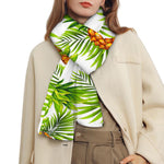 White Tropical Pineapple Pattern Print Scarf
