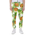 White Tropical Pineapple Pattern Print Joggers