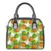 White Tropical Pineapple Pattern Print Shoulder Handbag