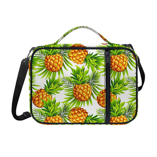 White Tropical Pineapple Pattern Print Shoulder Strap Bible Bag