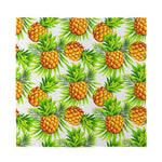 White Tropical Pineapple Pattern Print Silk Bandana