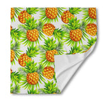 White Tropical Pineapple Pattern Print Silk Bandana