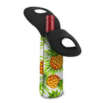 White Tropical Pineapple Pattern Print Single Neoprene Wine Tote
