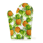 White Tropical Pineapple Pattern Print Single Oven Mitt