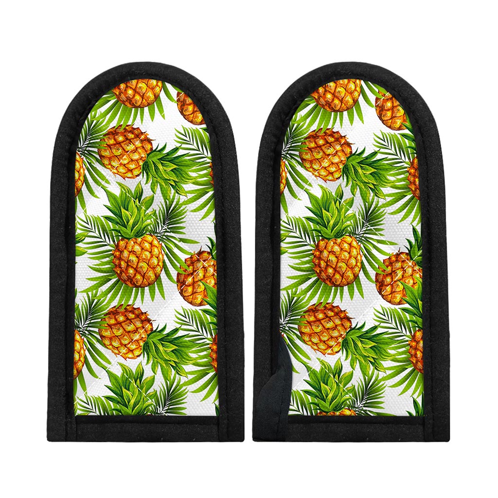 White Tropical Pineapple Pattern Print Skillet Handle Cover