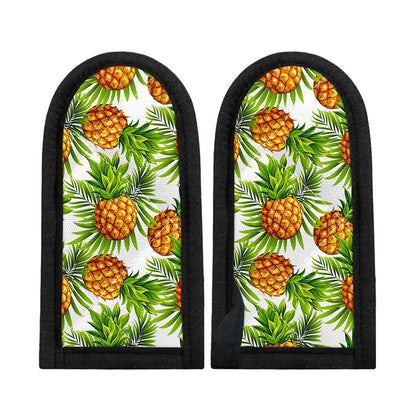 White Tropical Pineapple Pattern Print Skillet Handle Cover