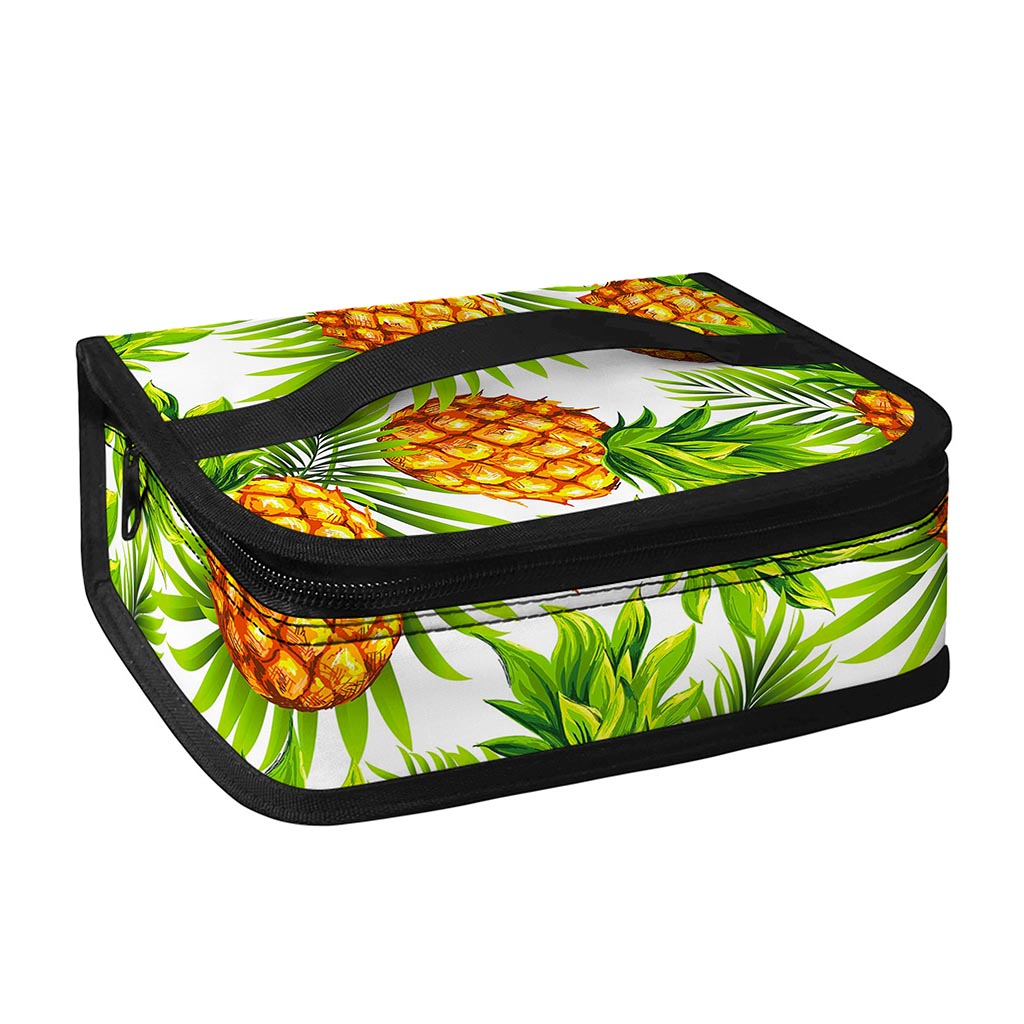 White Tropical Pineapple Pattern Print Small Lunch Bag