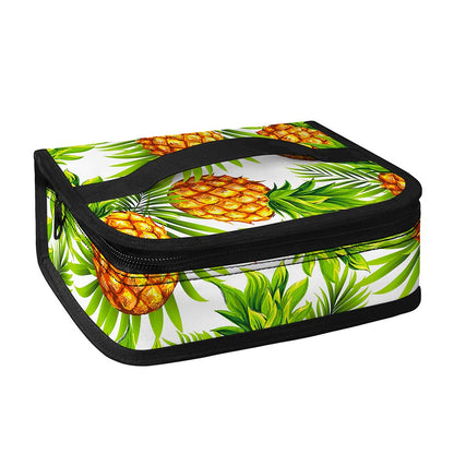 White Tropical Pineapple Pattern Print Small Lunch Bag