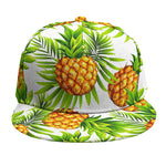 White Tropical Pineapple Pattern Print Snapback Cap