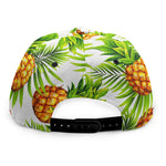 White Tropical Pineapple Pattern Print Snapback Cap