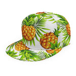 White Tropical Pineapple Pattern Print Snapback Cap