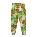 White Tropical Pineapple Pattern Print Sweatpants