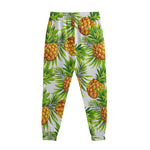 White Tropical Pineapple Pattern Print Sweatpants