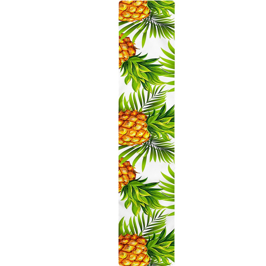 White Tropical Pineapple Pattern Print Table Runner
