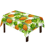 White Tropical Pineapple Pattern Print Tablecloth