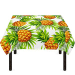 White Tropical Pineapple Pattern Print Tablecloth