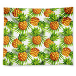 White Tropical Pineapple Pattern Print Tapestry