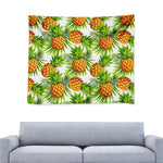 White Tropical Pineapple Pattern Print Tapestry