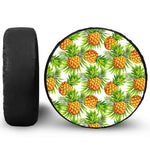White Tropical Pineapple Pattern Print Tire Cover