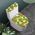 White Tropical Pineapple Pattern Print Toilet Lid And Tank Cover Set