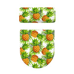 White Tropical Pineapple Pattern Print Toilet Lid And Tank Cover Set