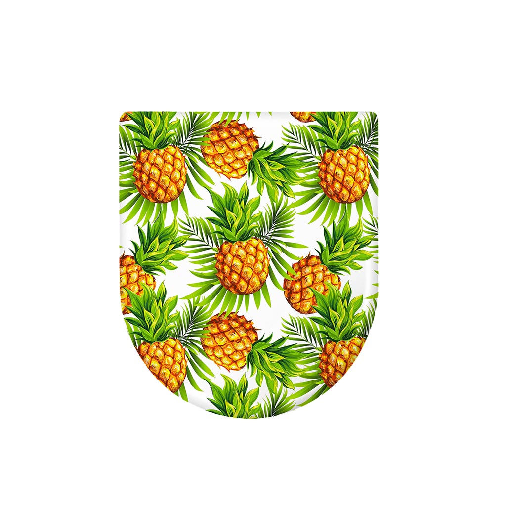 White Tropical Pineapple Pattern Print Toilet Lid Cover