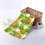 White Tropical Pineapple Pattern Print Towel
