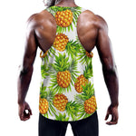 White Tropical Pineapple Pattern Print Training Tank Top