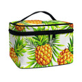 White Tropical Pineapple Pattern Print Travel Makeup Bag