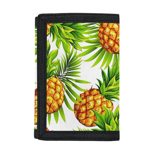 White Tropical Pineapple Pattern Print Trifold Wallet